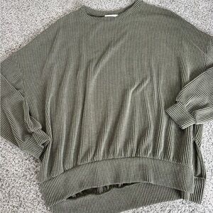 TALULAH Olive Green Ribbed Crew Sweater